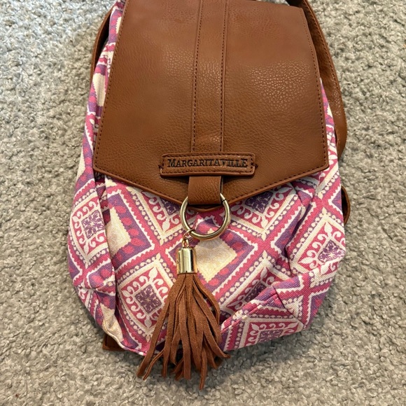 Margaritaville Brown and Pink Backpack Aztec Print Book Bag Boho - Picture 3 of 6